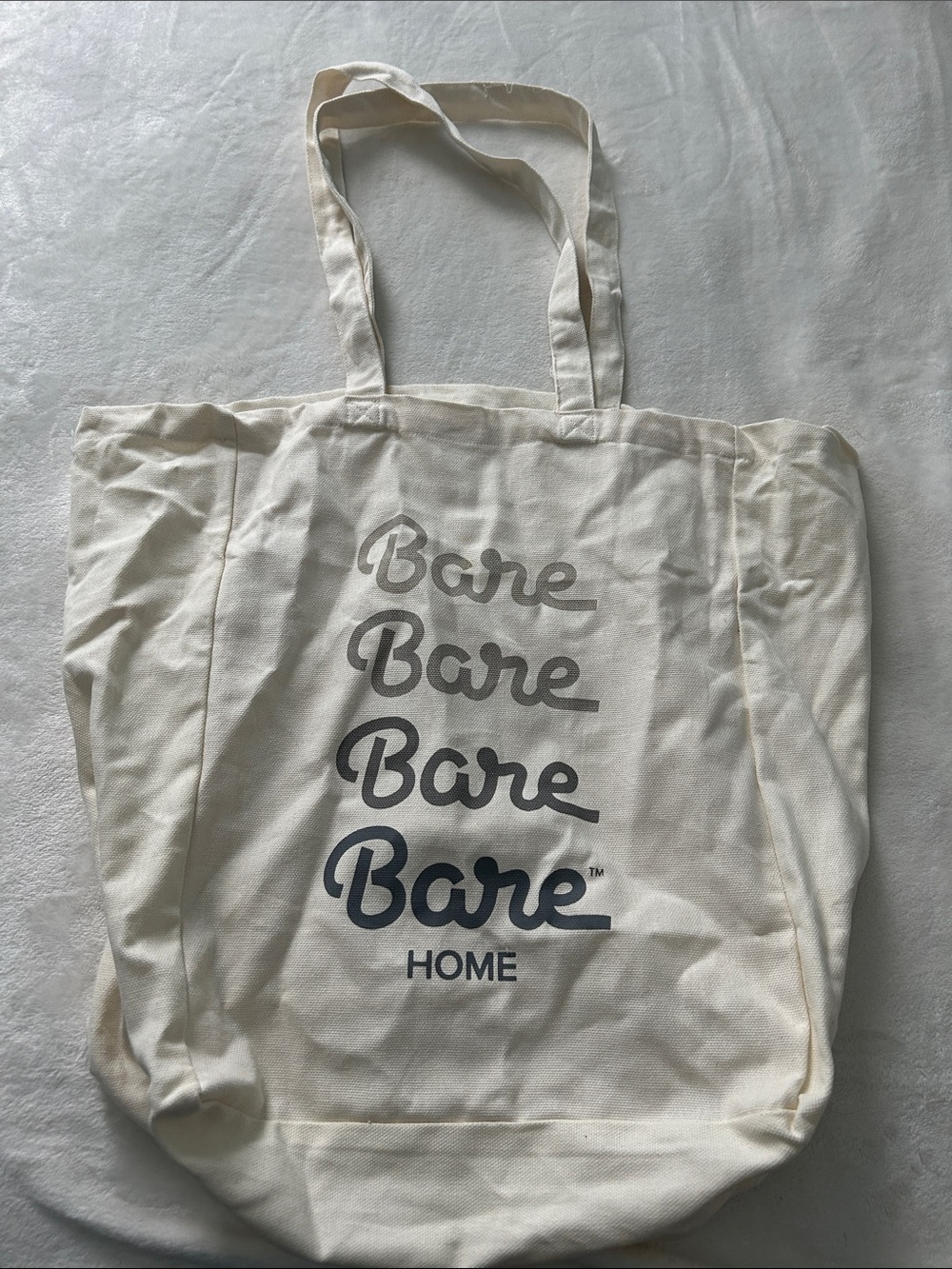 Bare Home Canvas Tote Bag in Natural with Gray Logo